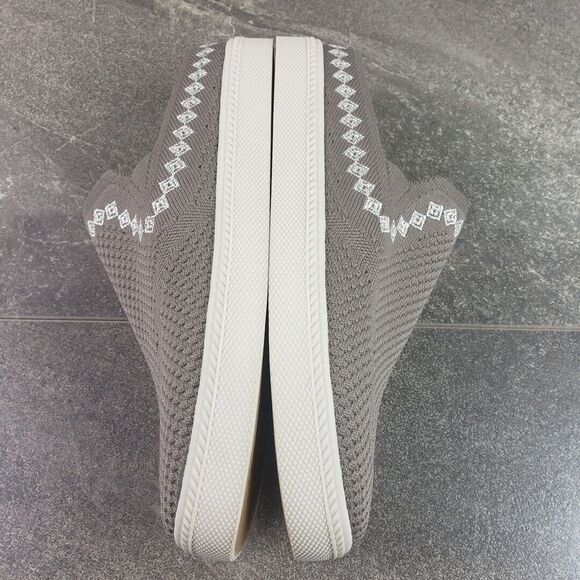 Earth Origins Shoes 7 Wide Embroidered Knit Mules Zilly Slides Granite - Picture 6 of 13